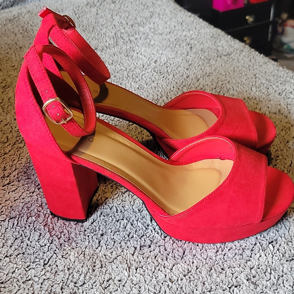 Red Chunky Heels